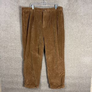 Brooks Brothers Elliot Pants Mens 40 x 32 Brown Corduroy Pleated Cuffed Chino
